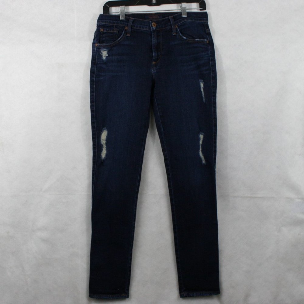 James Jeans Twiggy Westminster Blue Cotton Blend Torn Stretch Jeans SZ 31 EUC